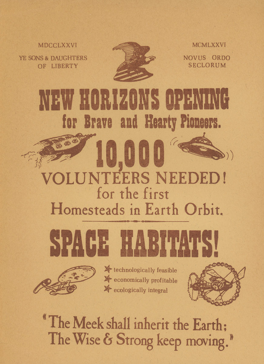 The NETWORK – Space inhabitation recruit flyer - New Horizons Opening for Brave and Hearty Pioneers